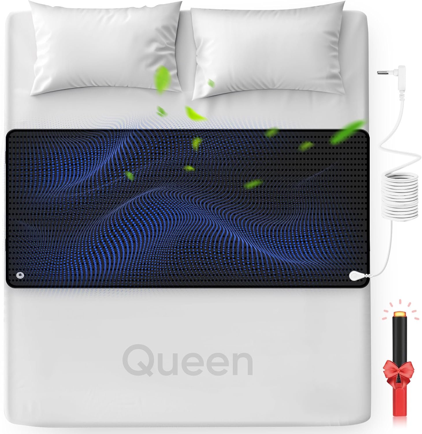 FENBAS Grounding Mat for Bed, Enjoy The Grounding Effect Indoors, for Better Sleep, Pain and Stress Relief, PU Grounding Mat Set Comes with Grounding Cord and Test Pen 27”×60” (Queen)