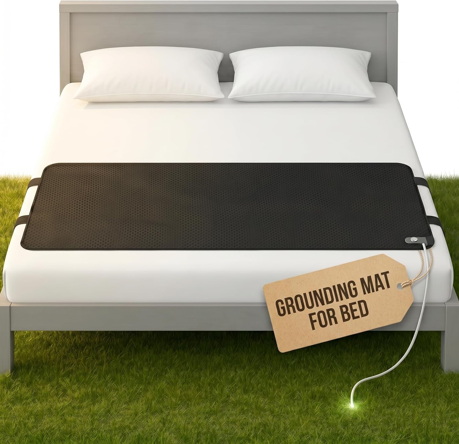 Grounding Mat for Bed (King/Queen/Full/Twin) – Earthing Grounding Pad, Soft Breathable Conductive Carbon Sleep Mat, Better Sleep & Muscle Relaxation, Anti-Slip Durable, Easy Setup, Gift Box Included