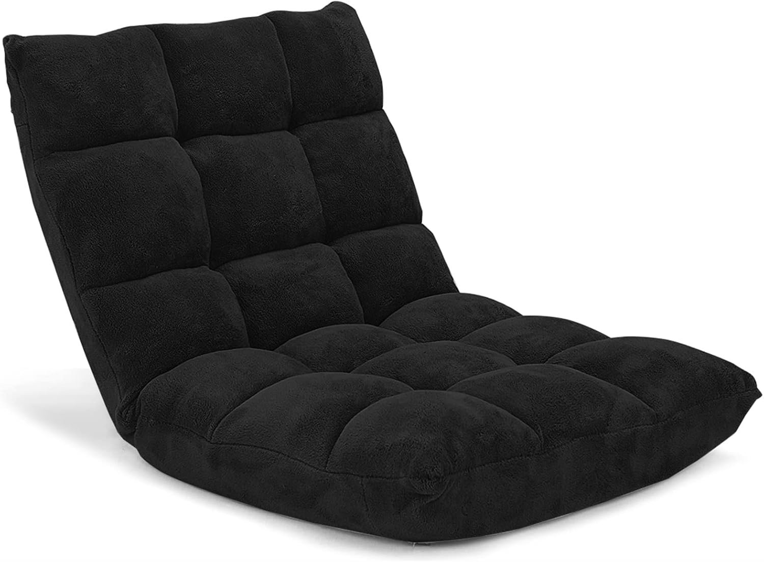 Giantex Folding Floor Chair with Back Support, 14 Adjustable Position, Padded Sleeper Bed, Couch Recliner, Floor Gaming Chair for Adults Meditation Living Room Bedroom, Black