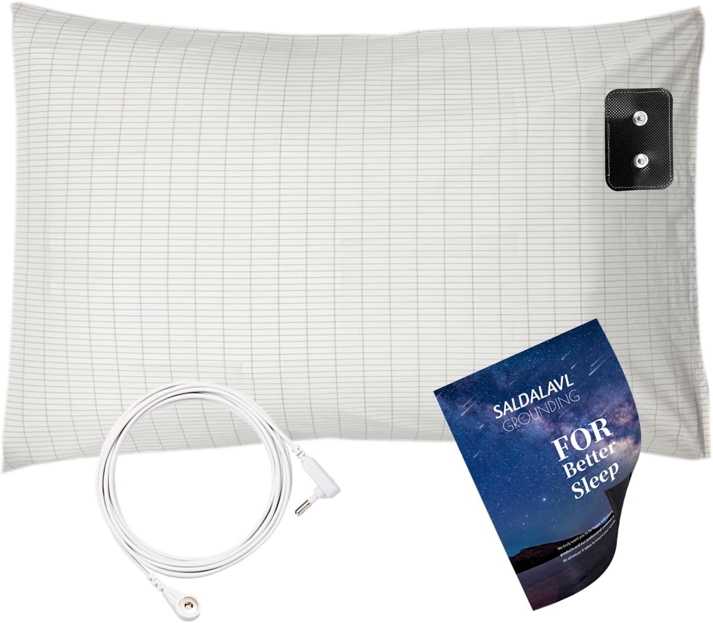 Grounding Pillowcase Queen Conductive Grounding Pillow Cases Organic Cotton Grounding Sheets with 15ft Cord for Better Sleep Pain Relief Improve Energy (20X30in) 1PC