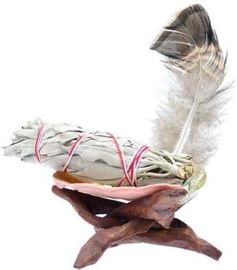 Incense Garden Sage Smudge Kit with Abalone Shell Stand Feather and White Sage