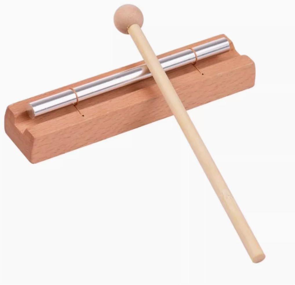 Solo Hand Chime, Silver Musically Tuned for Meditation, Yoga and Mindfulness, Bell Percussion Instrument For Teachers and Classrooms