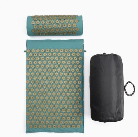 Acupressure Mat and Pillow Set – Flexible Acupressure Spikes for Back, Neck and Shoulder Pain Relief, Essential Acupressure Mat for Home Therapy, Includes Carry Bag