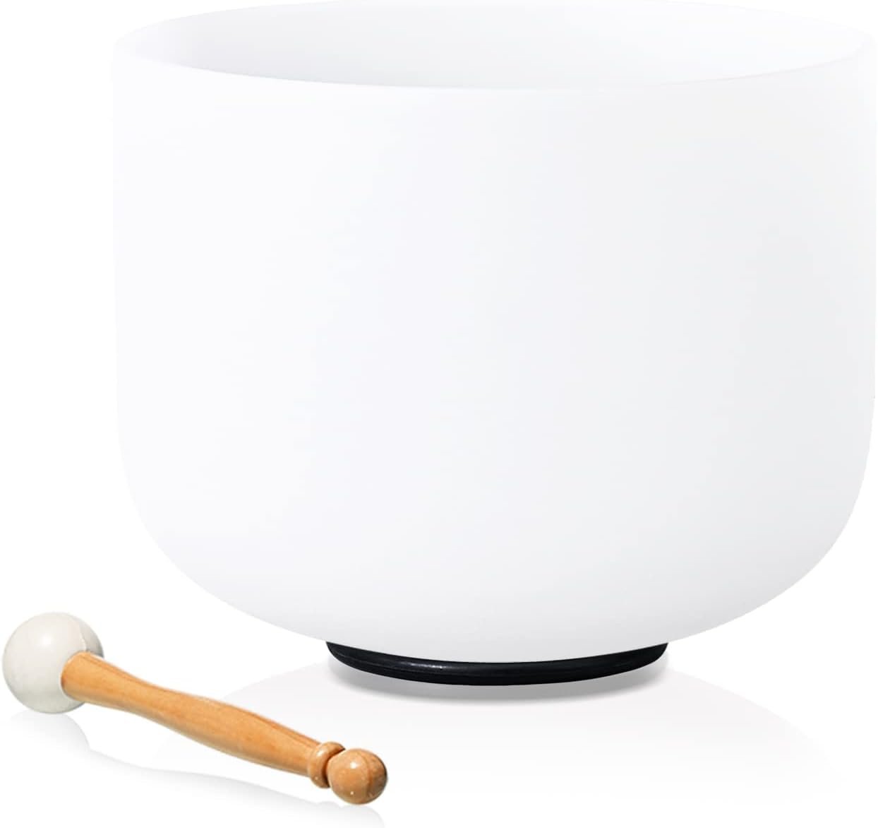 Singing Bowl 8 Inch E Note Solar Plexus Chakra Frosted Quartz Crystal Sound Bowl Mallet and O-ring For Sound Healing Meditation