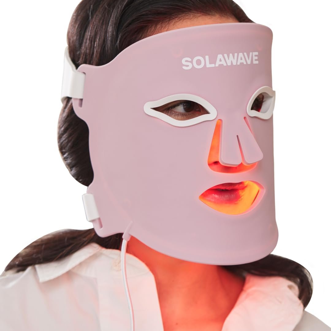 Solawave Light Therapy Face Mask – Amber, Red, Deep Red & Near-Infrared | FDA-cleared for full-face wrinkles. Hands-free, 3-min sessions. Visibly firms & smooths skin, up to 20 uses per charge.