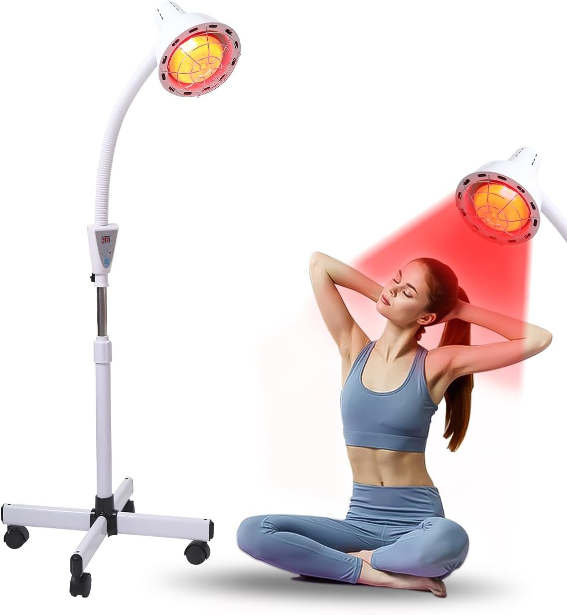 Rhmip Infrared Light,White 275W Near Red Infrared Heat Lamp for Relieve Joinpt Pain and Muscle Aches