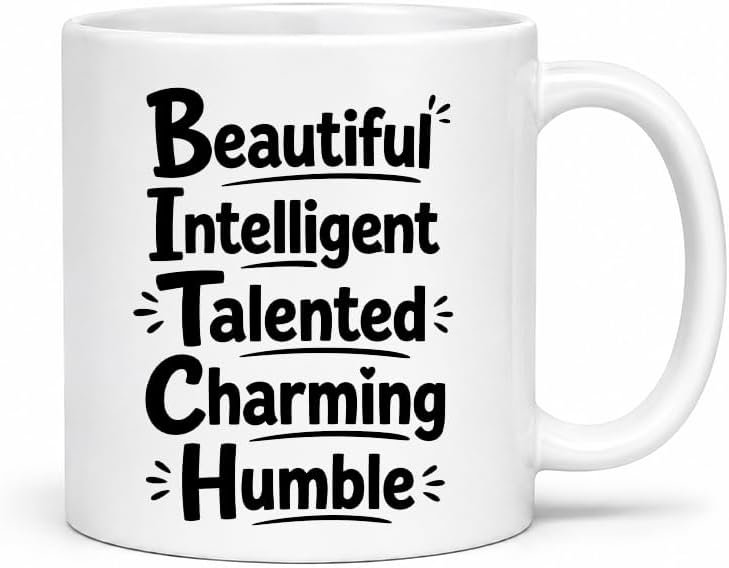 Inspirational Gifts for Women, Beautiful Intelligent Talented Charming Humble Mug, Positive Affirmation Gift for Friend Sister Mom Coworker, Encouragement Birthday Christmas Gift
