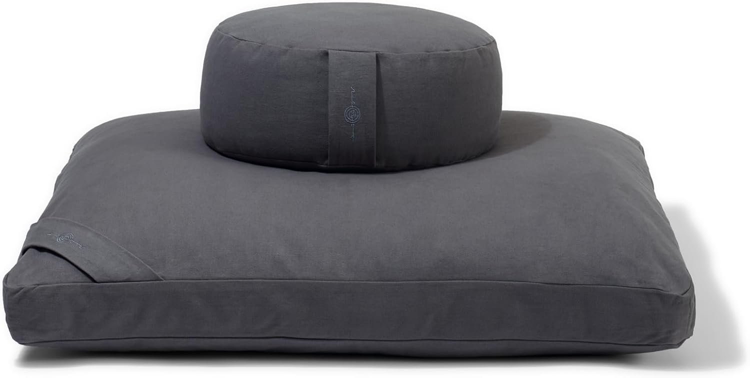 renoo Meditation Cushion Set – Zafu Meditation Pillow and Zabuton Floor Cushion – Adjustable Organic Buckwheat and Cotton Fill – GOTS Certified Cotton Washable Covers – 30x30x10 – Multiple Colors