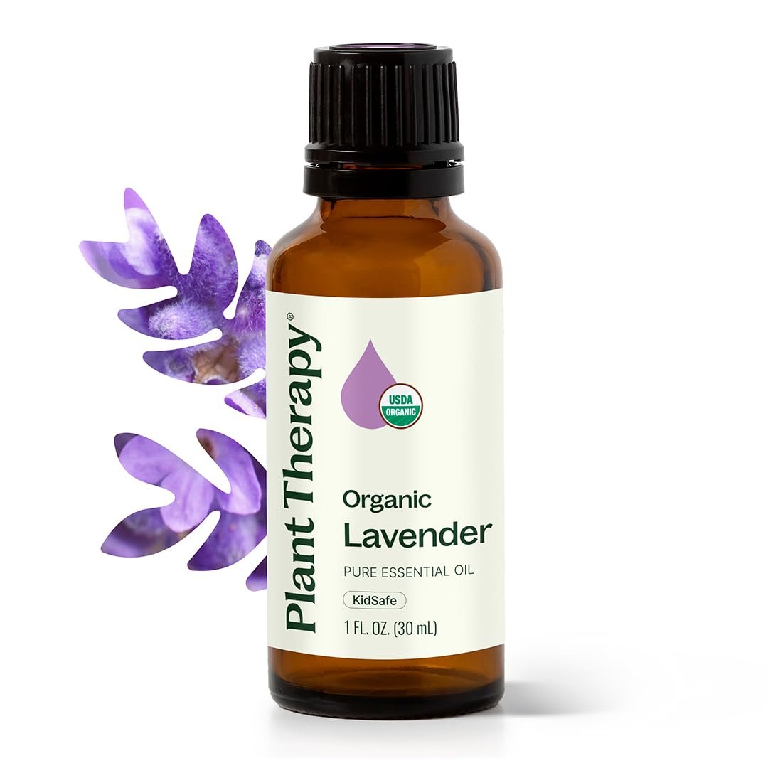 Plant Therapy Organic Lavender Essential Oil 100% Pure, USDA Certified Organic, Undiluted, Natural Aromatherapy for Diffusion & Topical Use, For Skin, Hair, Relaxation, Premium Therapeutic Grade 30 mL