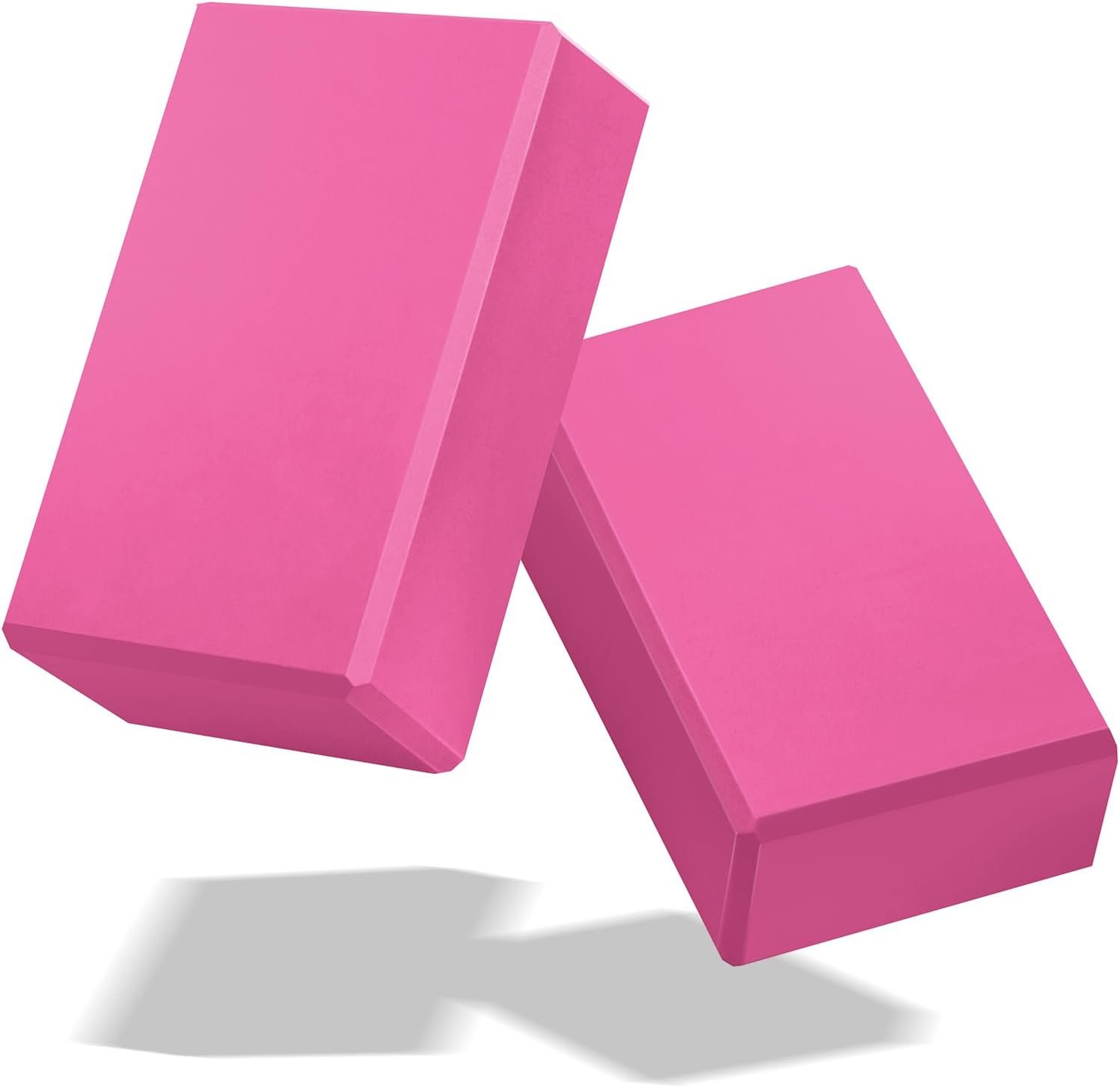 Yoga Blocks 2 Pack 3x6x9IN Foam Block Supportive Latex-Free with Stretch Band, Non-Slip Exercise Blocks for Pilates, Meditation, Balance, Stretching and Deep Poses