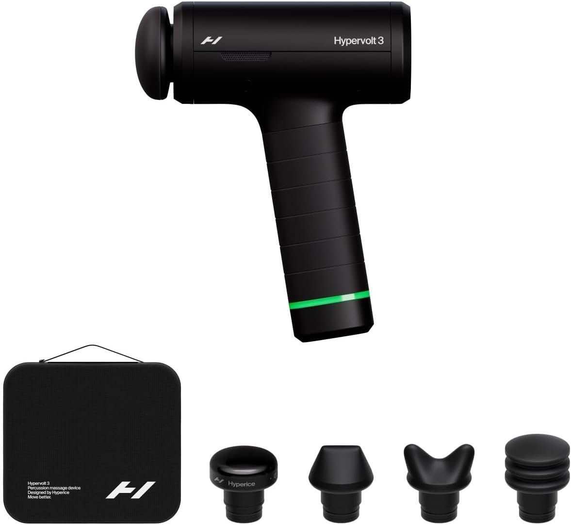 Hyperice Hypervolt 3 – QuietGlide Technology Handheld Percussion Massage Gun | 5 Speeds, 5 Interchangeable Heads | Helps Relieve Sore Muscles, Improve Mobility and Speed Up Recovery