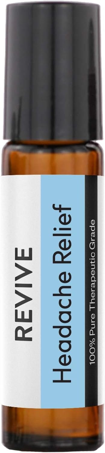 Headache Relief Essential Oil Roll-On by Revive Essential Oils – 100% Pure Therapeutic Grade, for Diffuser, Humidifier, Massage, Aromatherapy, Skin & Hair Care