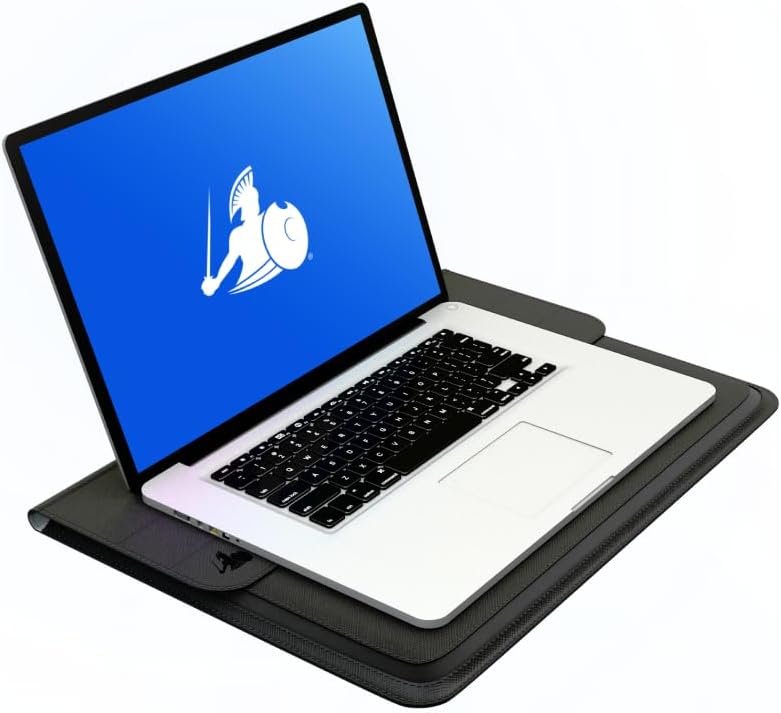 DefenderShield Laptop Sleeve – Slim 15 Inch Laptop Case with Multi-Layer Wireless Signal Shielding Technology – Vegan Leather Sleeve with Built-in Stand & Flap Closure
