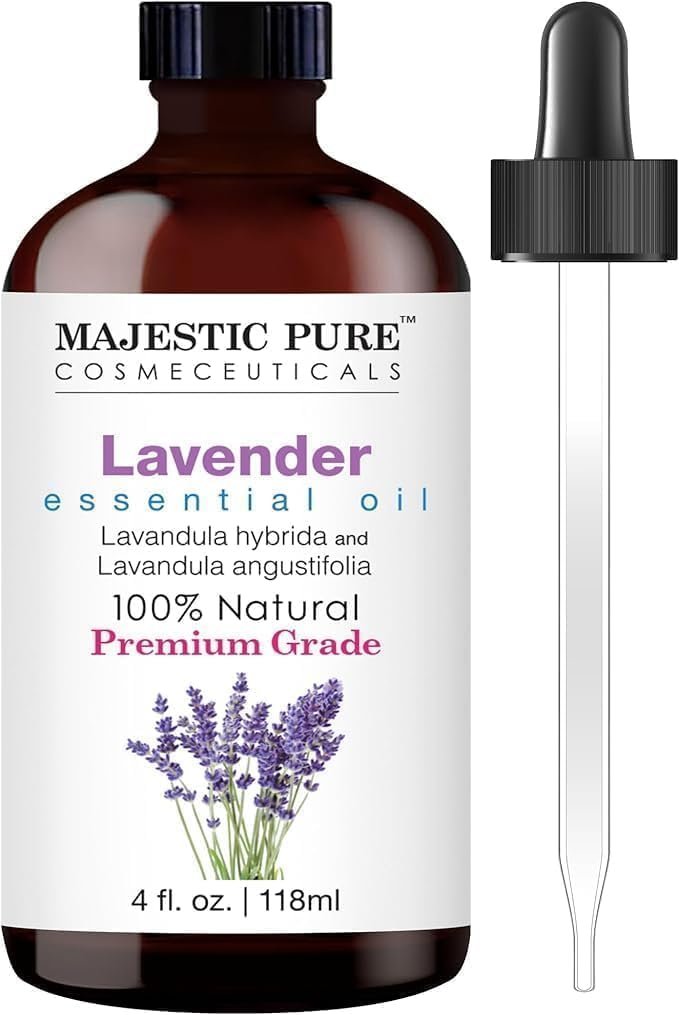 Majestic Pure Essential Oil with Glass Dropper – Essential Oils for Diffuser, Aromatherapy, Soap and Candle Making, Lavender Essential Oil, Lavender Oil, 4 Fl Oz