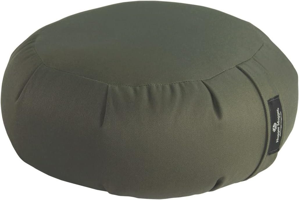 Hugger Mugger Zafu Meditation Cushion – Support in Cross-Legged Sitting, Buckwheat Filled, Durable Fabric, Convenient Handle, Handmade in USA