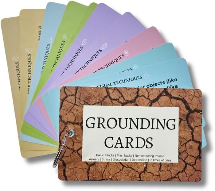 Coping Skills Cards for Anxiety & Stress Relief – Mindfulness, Meditation & Self-Care Tools for Trauma, BPD, DID, PTSD | Mental Health Therapy Gift for Adults & Teens