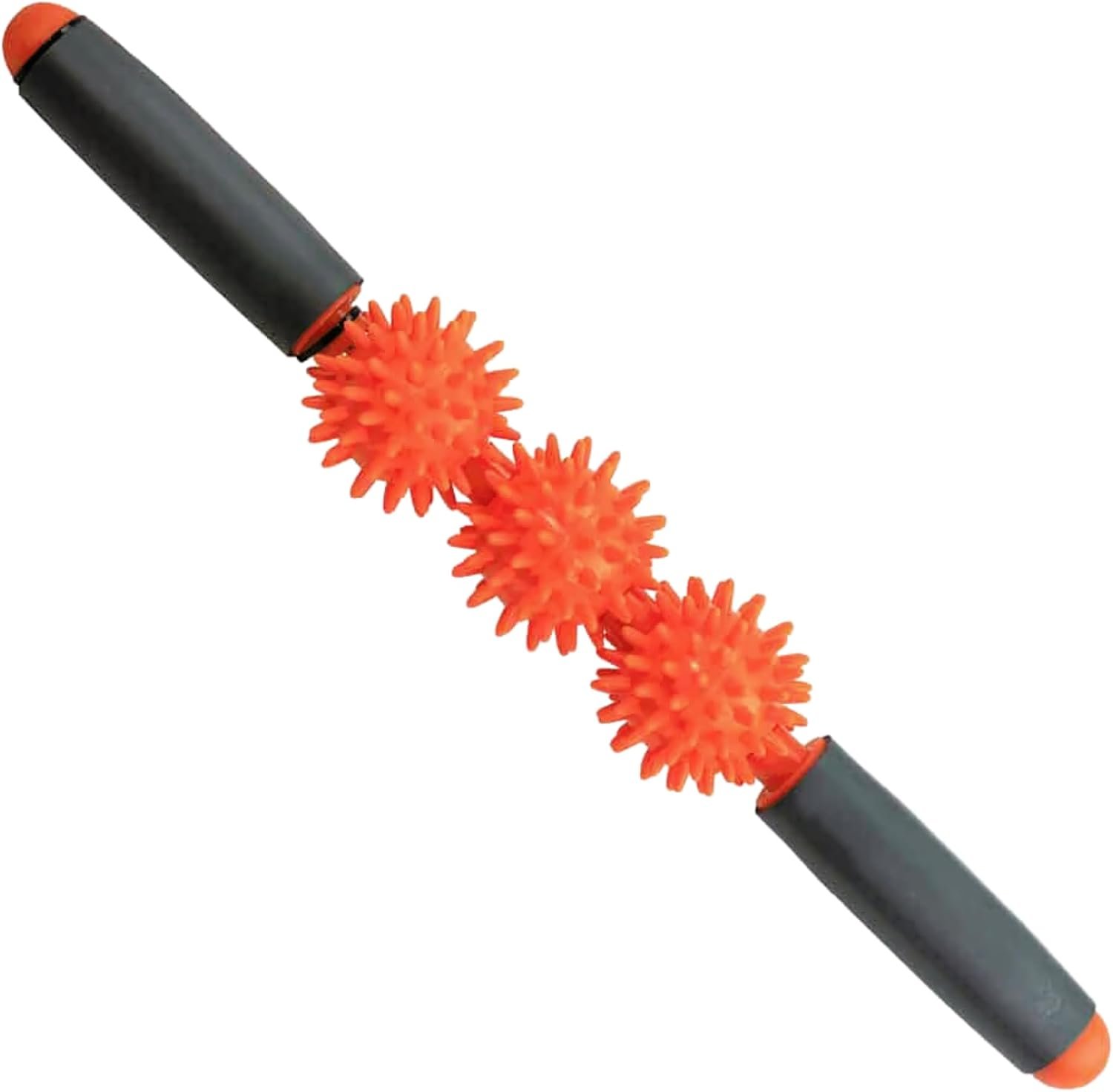 Tiger Tail Pressure Point Muscle Roller Massage Stick, The Spiky Roller, 17″ Roller with Three 2.25″ Independently Rolling Spiked Balls (Acupressure Roller)