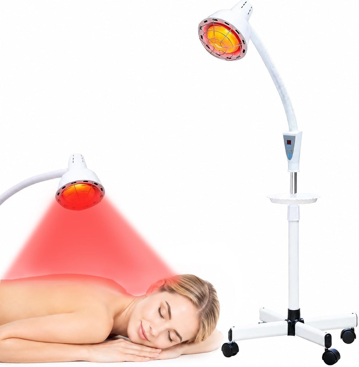 Rhmip Infrared Light,275W Red Near Infrared Heat Lamp for Relieve Joint Pain and Muscle Aches,Adjustable Red Light Standing Lamp Set