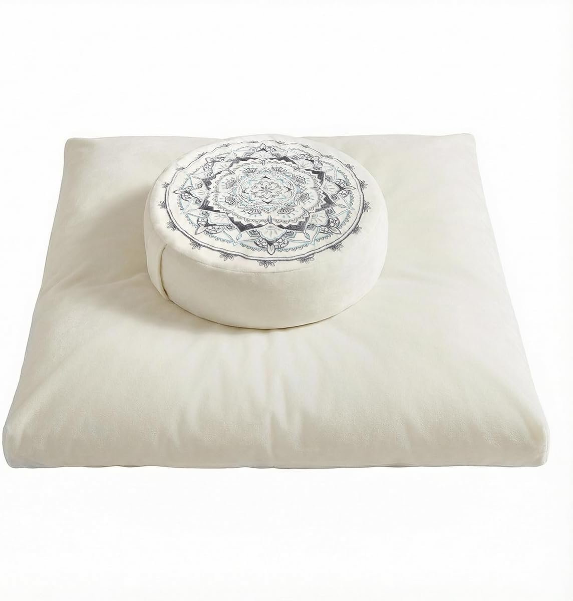 Ultimate Meditation Cushion Set – 2-in-1 Zafu & Zabuton, Buckwheat & Memory Foam, Velvet Cover for Yoga & Mindfulness (Beige)