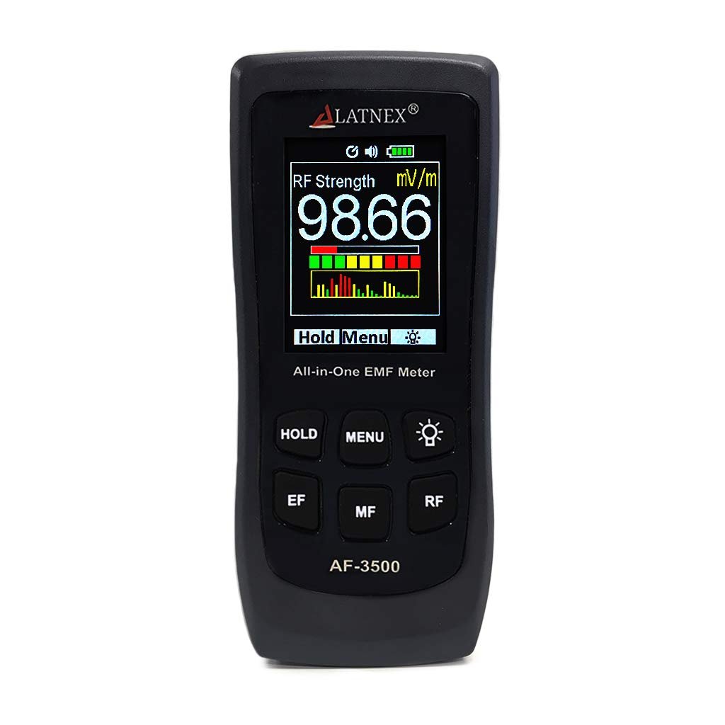 LATNEX AF-3500 EMF Meter RF Detector and Reader with Calibration Certificate – Measures RF and Microwaves, 3-Axis Gauss Magnetic Fields and Electrical Fields ELF