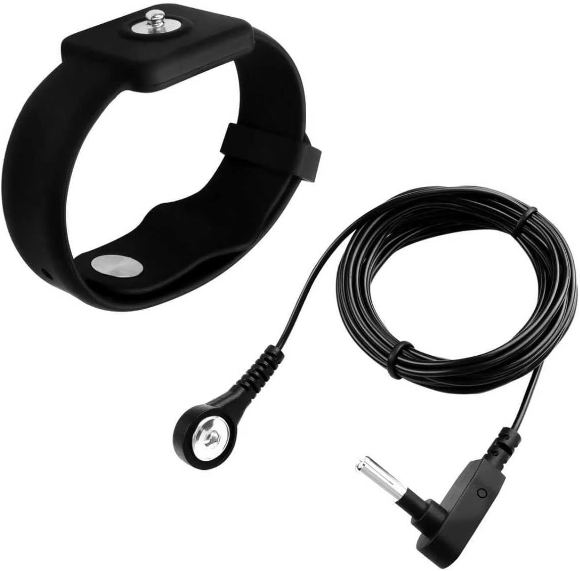 ESD Wrist Strap + Grounding Wristband Cord (3.5mm Snap, 3m Cable) for Electronics Repair, PC Building, Workbench, Home, Sleep & Relaxation (Earthing Wire + Wrist Strap Combination)