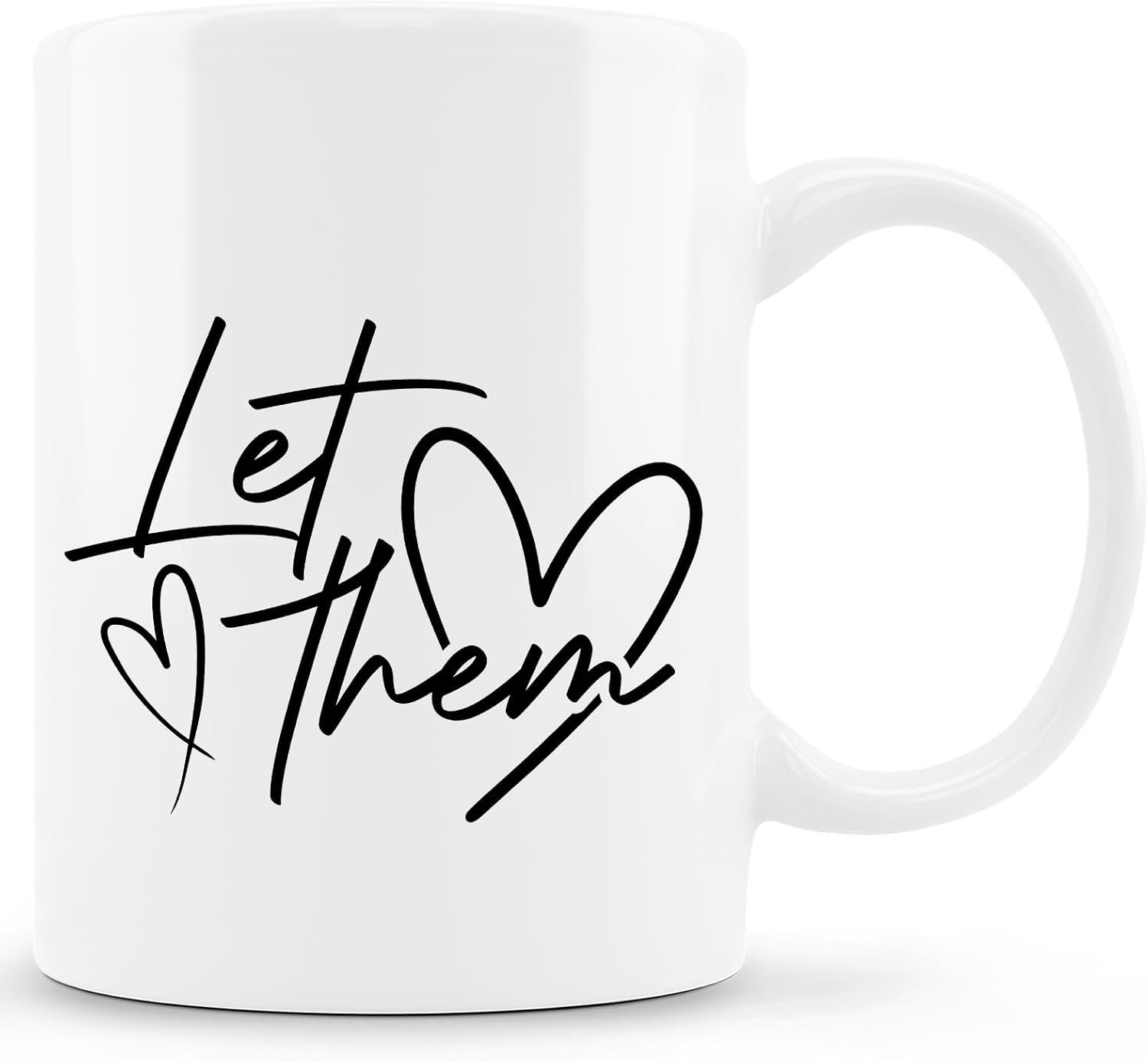 Let Them Inspirational Mug, Motivational Quote Coffee Cup Ceramic, Positive Affirmation Gifts for Women Men, Ceramic Coffee Tea Mug 11 oz