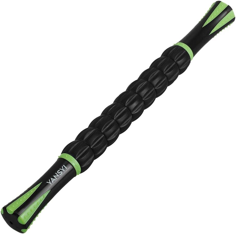 YANSYI Professional 9-Roller Deep Tissue Massage Stick – Portable Muscle Recovery Roller for Athletes, Relieves Post-Workout Soreness & Leg/Back Pain – Portable Physio Tool (Black)