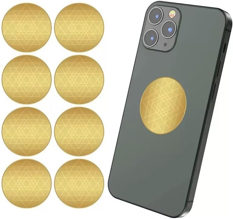 Anti-Radiation Phone Stickers 8 Pack, Sri Yantra EMF Blocker Stickers, Reduce 5G/EMR Exposure, Non-Interfering Universal Shield for Cell Phones, Laptops & WiFi Routers