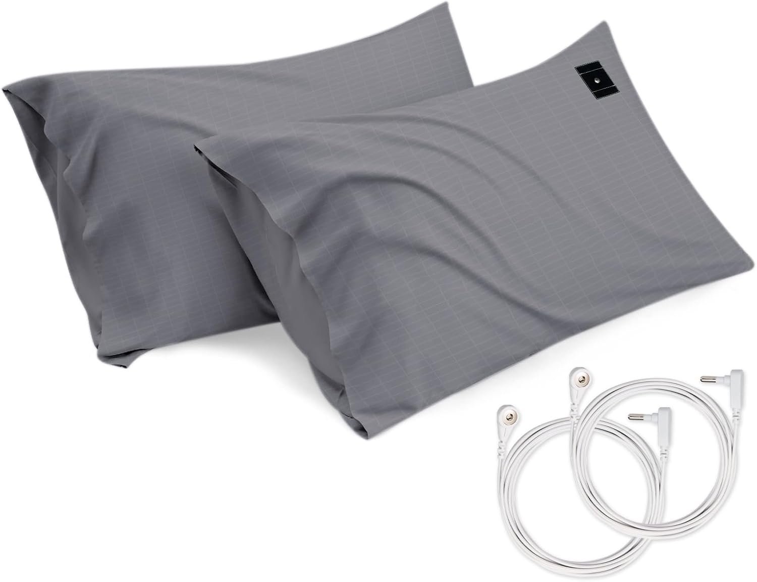 2 Pack Grounding Pillowcases, 20x30IN Grounding Pillow Cover with Grounding Wire,10% Silver Fiber Organic Cotton Grounding Pillowcase for Improve Sleep Reduce Pain