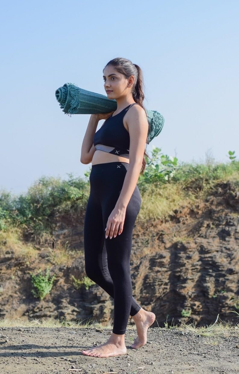 Jaipur art & Rugs Organic Cotton Yoga Mat – Eco-Friendly Hand-Woven Rug – Non Slip & Thick (24”x72”x5mm) for Everyday Fitness at Home – Comfortable Extra-Long