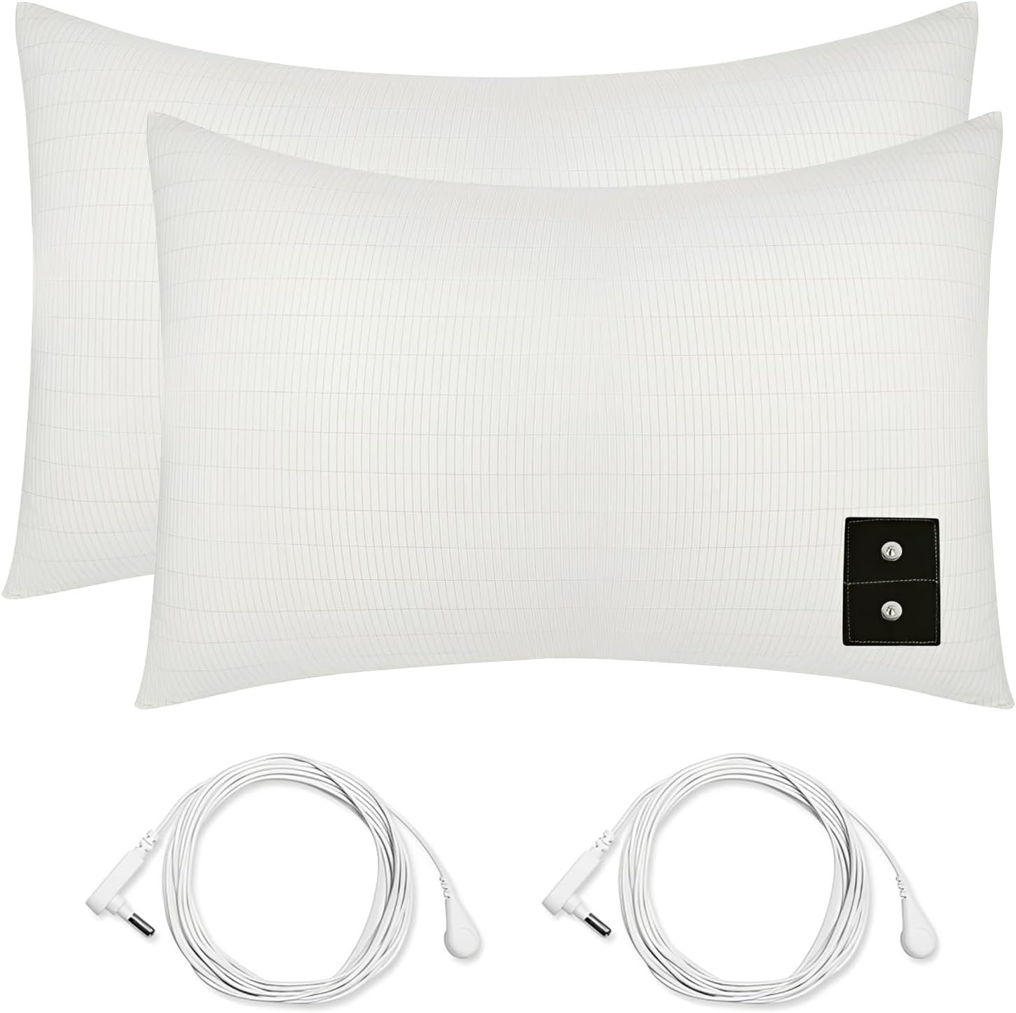 2PCS Grounding Pillowcase, Queen Conductive Grounding Pillow Cases with Grounding Cord for Better Sleep, Beige, 20×30 inch