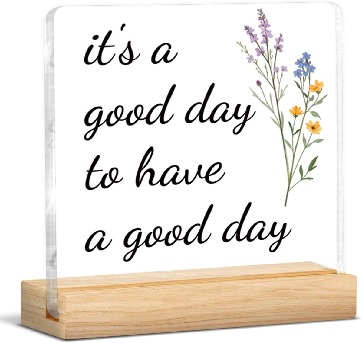 Inspirational Decor Motivational Gifts for Women Coworker Friends, It’s a Good Day To Have a Good Day Positive Acrylic Plaque Desk Sign Cubicle Shelf Tabletop Decoration for Home Office