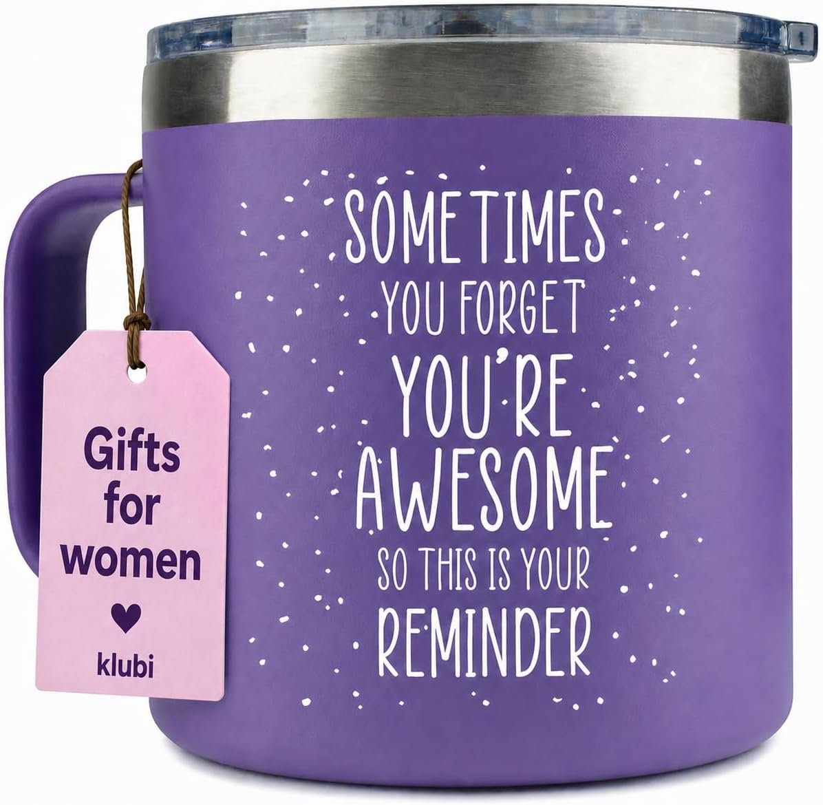 Birthday Gifts for Women Friendship – Purple Gifts for Women Coffee Mug Tumbler 14oz Sometimes You Forget You’re Awesome Unique Gift Idea for Older Women Over 50, 60, Inspirational Cup for Mom, Her