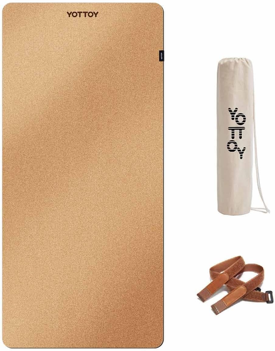 YOTTOY Yoga Mat,Non-Slip Hot Yoga Mat with Anti-Tear Design and Friendly Natural Rubber Mat with Strap and Bag