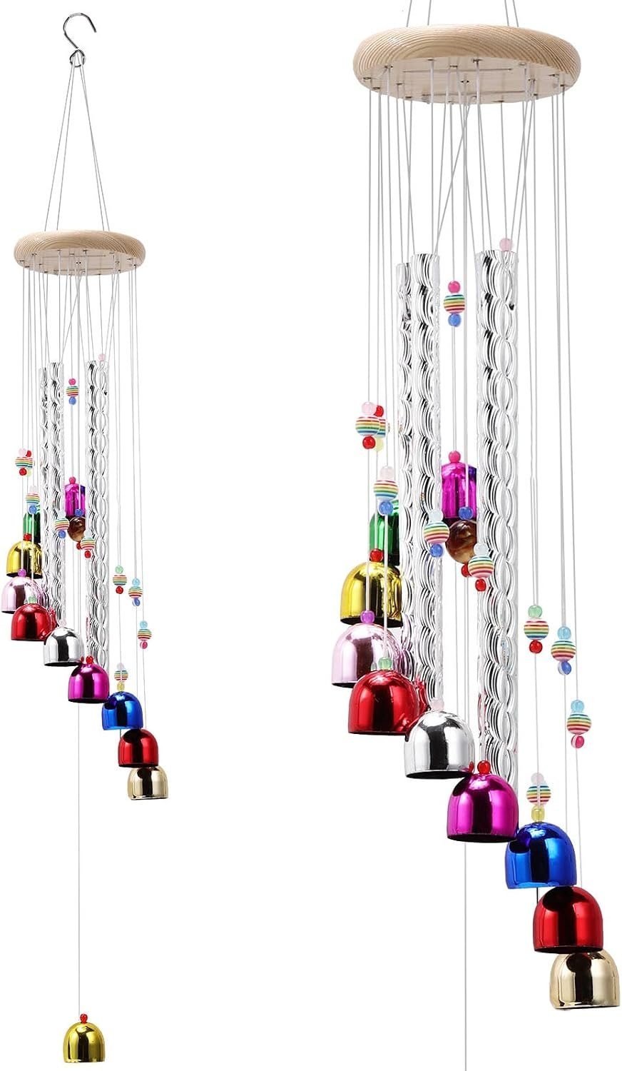 Pleasant Colorful Wind Chimes with 4 Aluminum Tubes 13 Bells with Soothing Sound for Patio Porch Backyard Decoration/Meditation/Yoga…