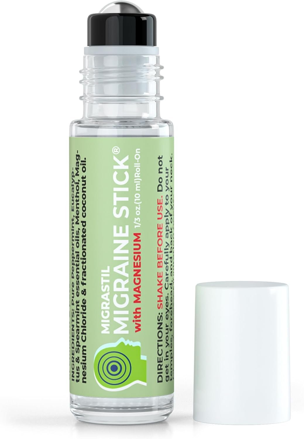 MIGRASTIL Migraine Stick with Magnesium. Cooling Peppermint Eucalyptus Essential Oil Topical Magnesium for Headache Support. Made in The USA 10 ml