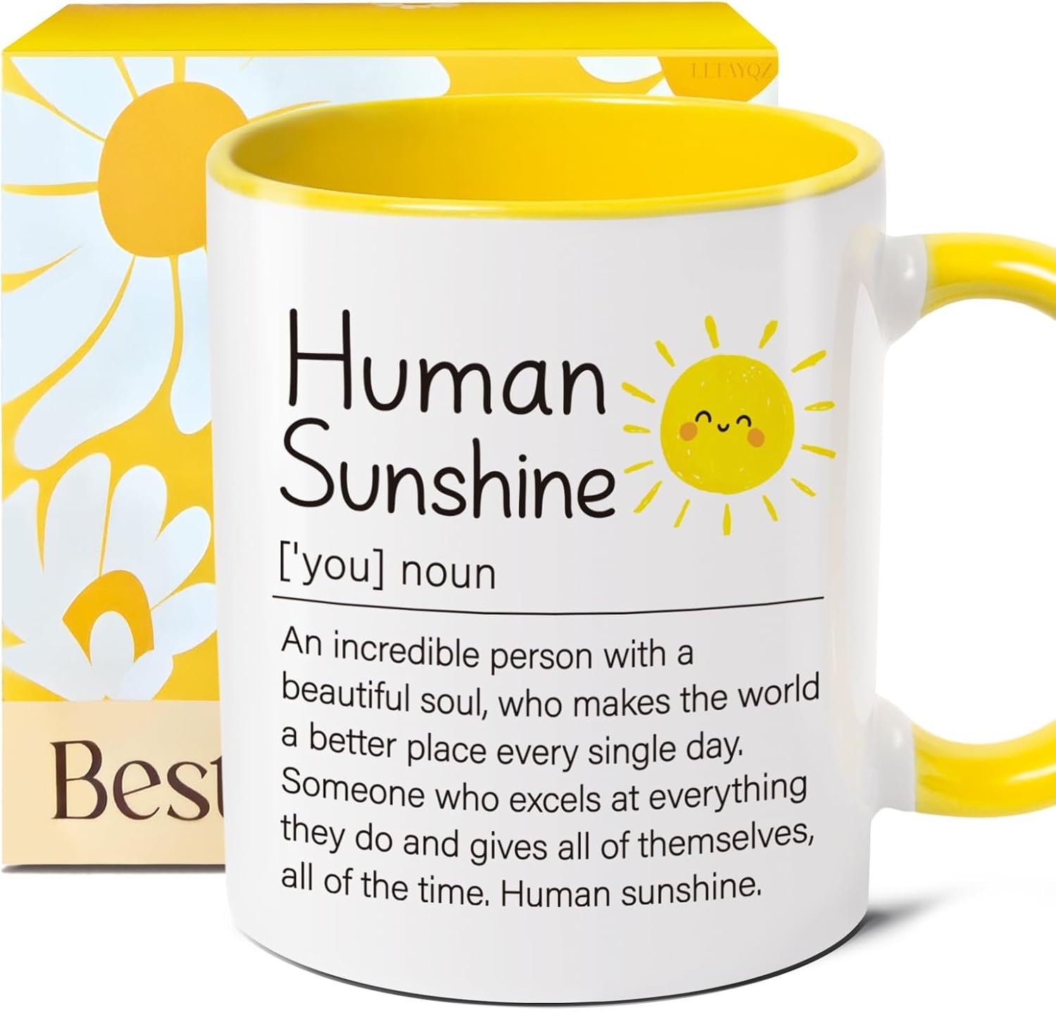 Inspirational Human Sunshine Coffee Mug Gift for Women, Motivational Appreciation Mugs Gifts for her, Teacher Coworker Doctor, sunshine Home Table Desk Decorations mug for Mom Aunt Sister Daughter-99