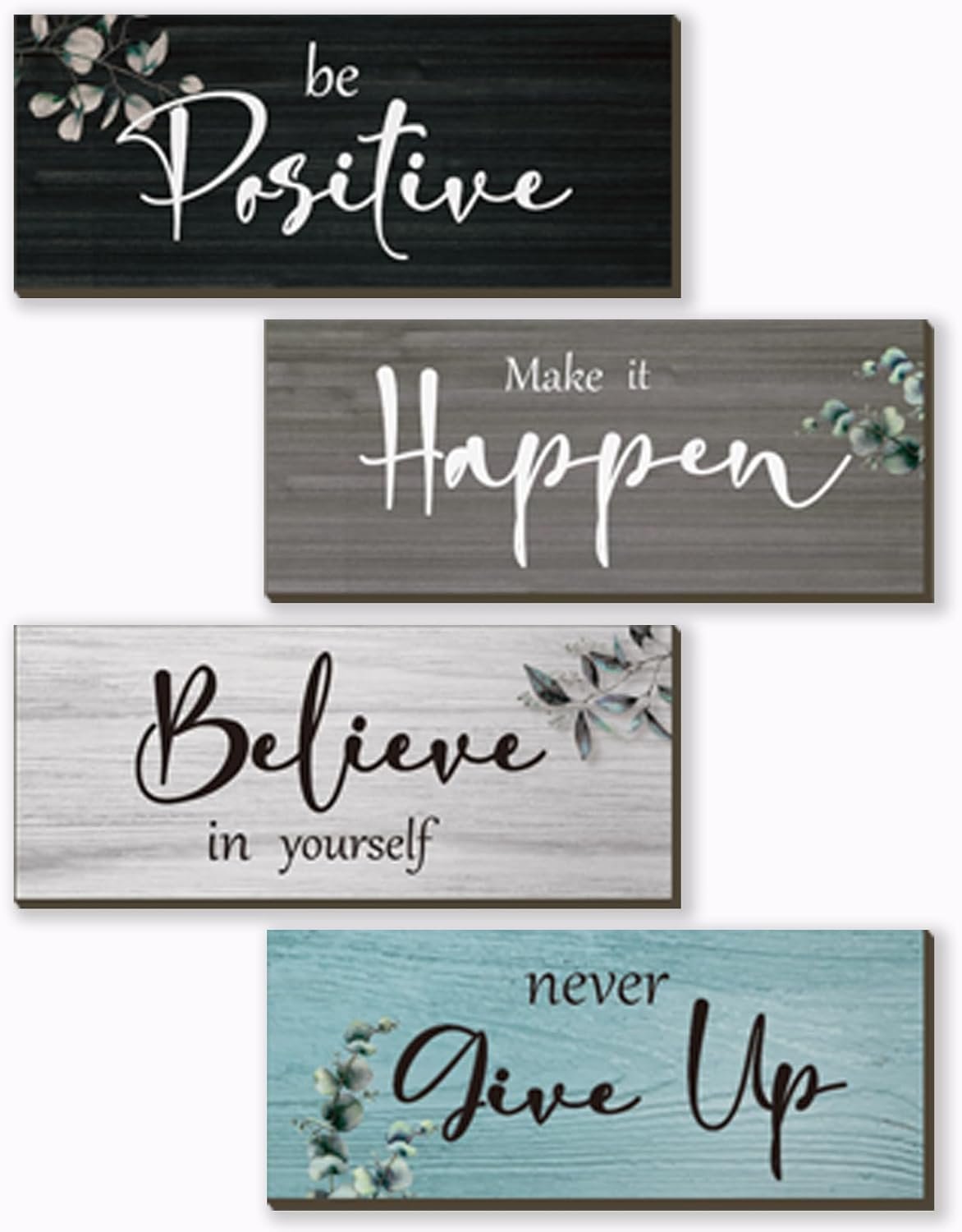 4 Pcs Office Decor For Women Motivational Wall Decor Rustic Inspirational With Positive Sayings Wooden Hangings for Home Office Bathroom Bedroom Kitchen(Fresh 10×4″)