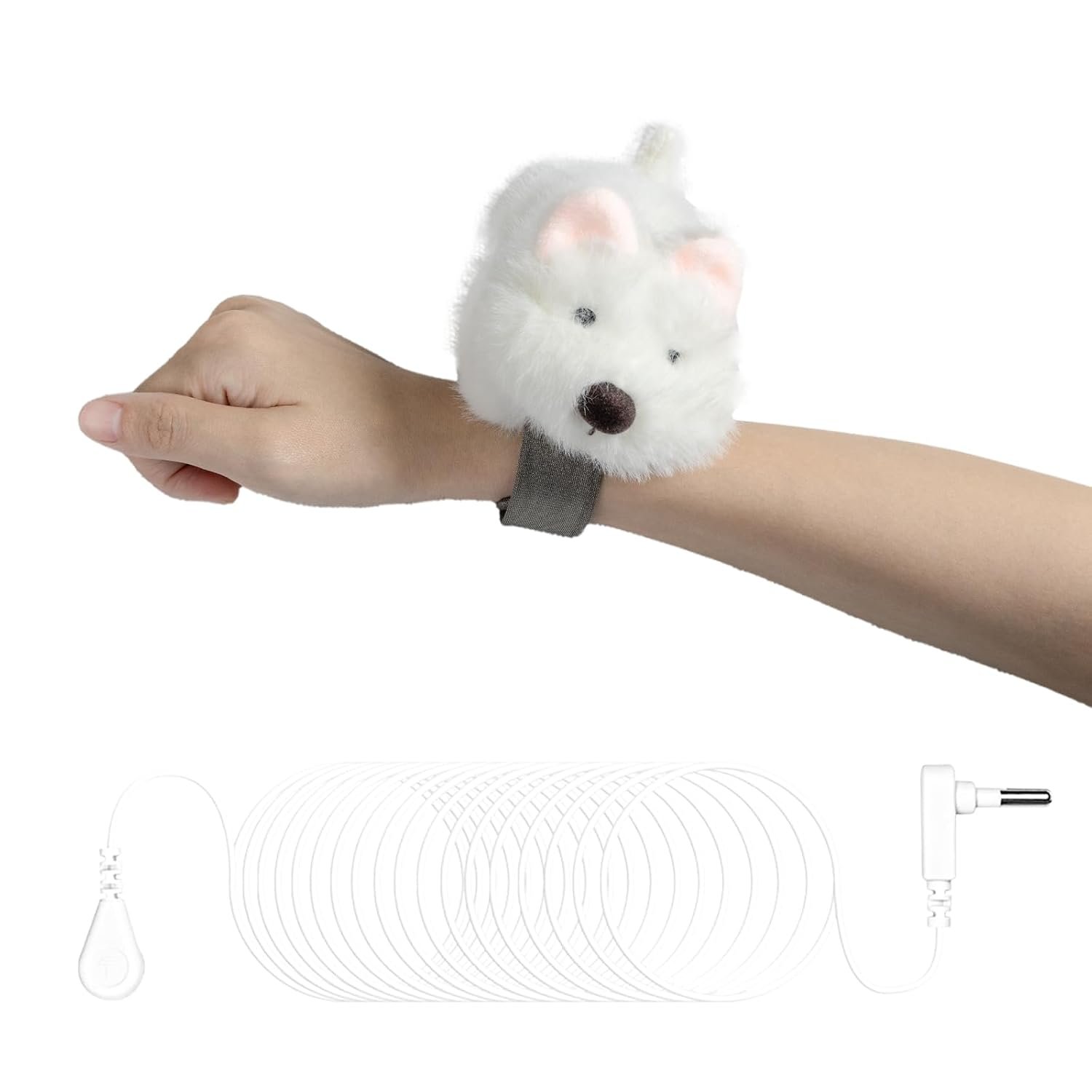 Grounding Wrist Strap with Silver Fiber, Earth Connected Grounding Slap Bracelet, Grounding Slap Wristband with 15Ft Grounding Cord, Improve Sleep Energy Wellness(8.5 Inch)
