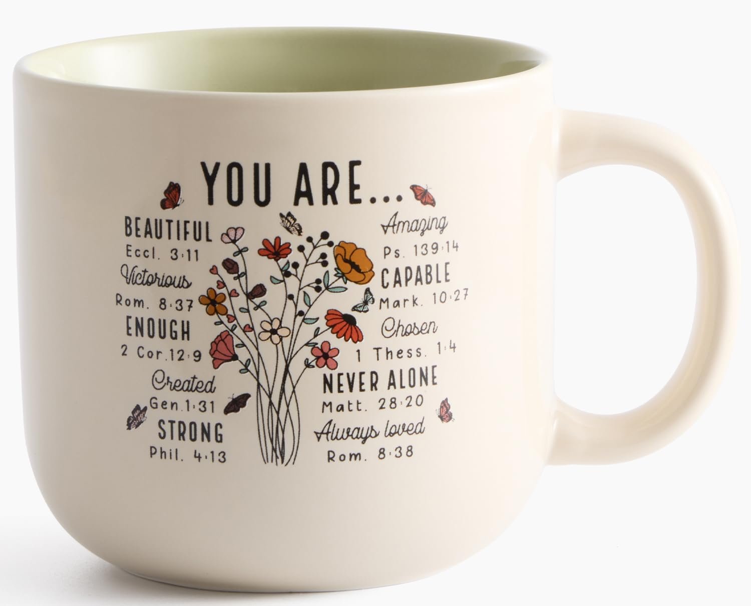 Christian Gifts – Bible Verse Ceramic Coffee Mug 14oz, Wildflower Faith Mug, Dishwasher & Microwave Safe, Inspirational Gift for Friends & Women