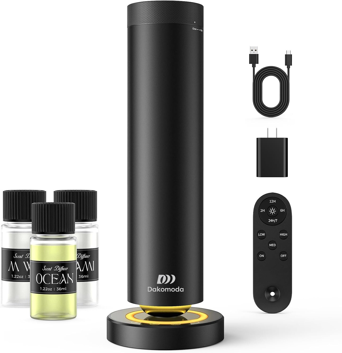 Waterless Scent Diffuser Kit with Lights -Max 1000 Sq Ft Coverage, Essential Oil Diffuser for Home,Hotels,Offices,Spas,Aromatherapy Diffuser Large Room, Included 108ml Scent Oils, Black, 10.6In
