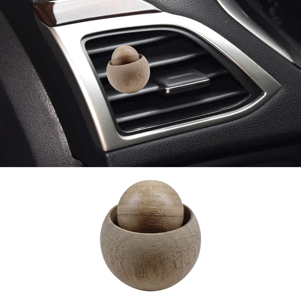 Wood Ball Car Essential Oil Diffuser, Car Dashboard Air Vent Trim Clips, Vintage Design Automotive Interior Decoration for Office, Home (1PC)