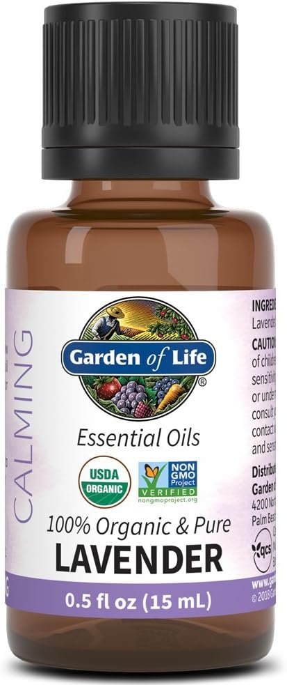 Garden of Life Lavender Essential Oil – 100% Pure Essential Oil for Diffuser, Aromatherapy, Meditation, Relaxing and Soothing, USDA Organic, Non-GMO, 0.5 fl oz