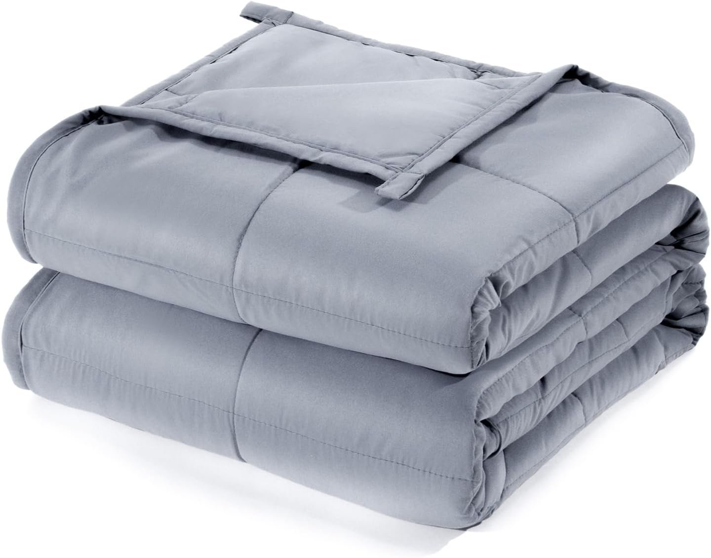 Wemore Cooling Weighted Blanket for Adults 15 lbs Twin Size 48″x72″ | Light Gray, Great for Stress Relief and Better Sleep, Heavy Throw Blanket with Glass Beads, Skin-friendly, Machine Washable,