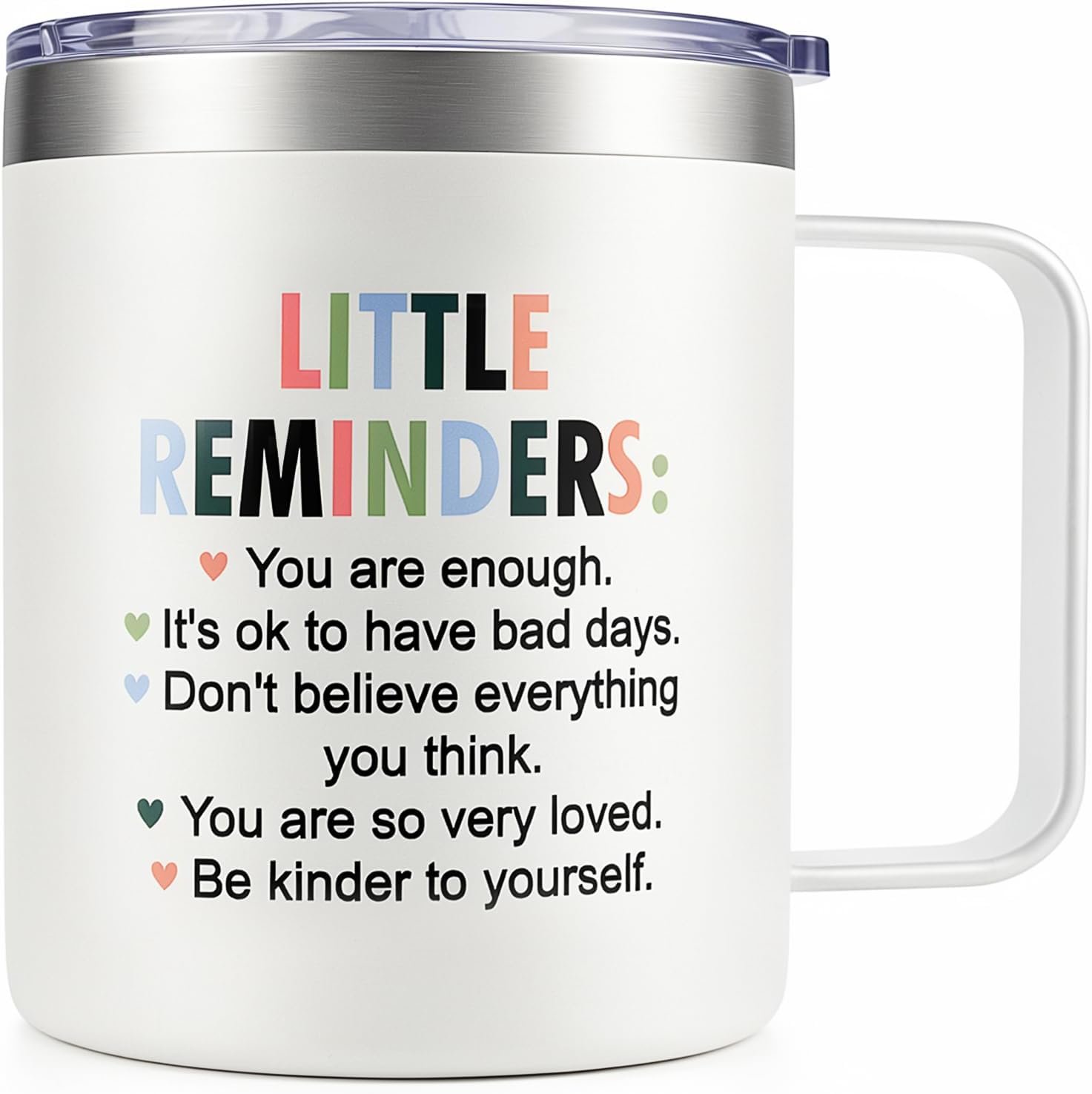 Inspirational Gifts for Women Insulated Travel Coffee Mug with Handle Employee Appreciation Coworkers Female Gift Stainless Cup Positive Affirmation Gifts for Woman Tumbler Camping Mug with Lid