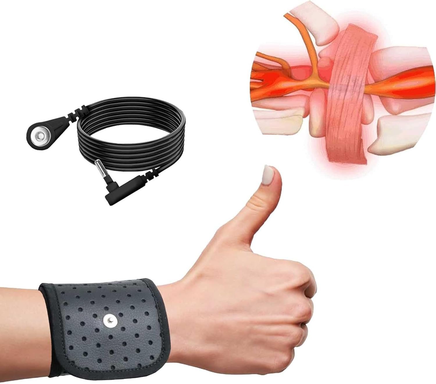 Grounding Wrist Strap with 15 Ft Black Grounding Cord,Grounding Bracelet for Improves Sleep,Pain Relief