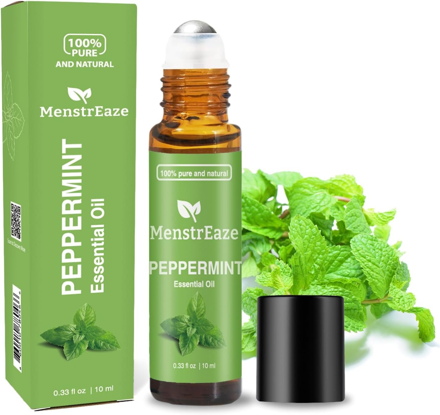 Peppermint Essential Oil Roll On, Migraine & Headache Support, High Potency, Mentha Piperita, 100% Pure Natural, Refreshing and Calming, Nausea Support, 10ml