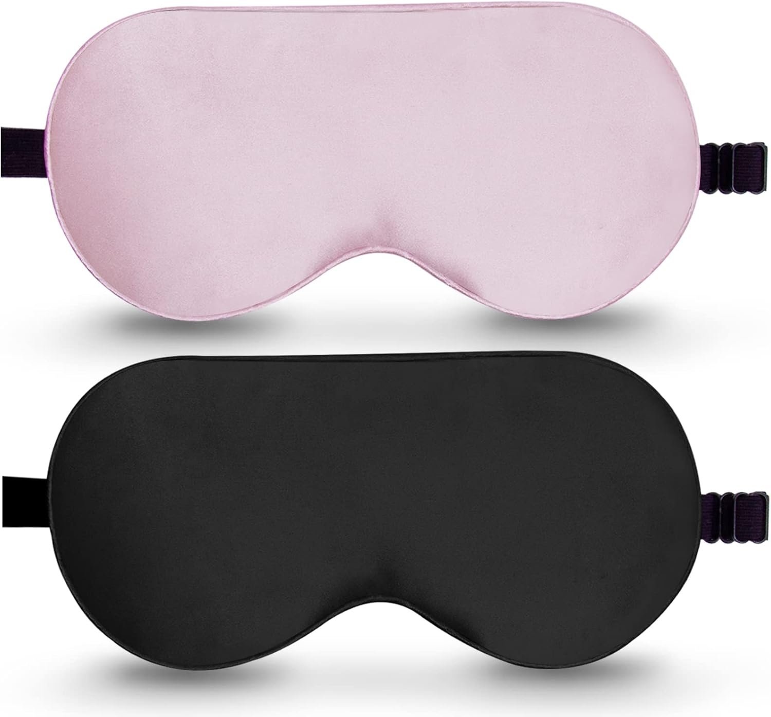 BeeVines 100% Real Mulberry Silk 2 Pack Sleep Mask, Natural Pure Silk Eye Masks with Adjustable Strap for Sleeping, Block Light Eye Sleep Shade Cover, Reduces Puffy Eyes Traveling Gifts