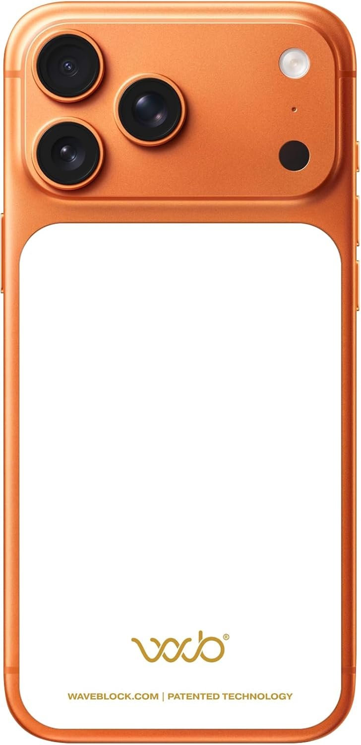 WAVEBLOCK EMF Blocker for Cell Phone – Made for iPhone 17 Pro Max – The Only Patented, Real Scientifically Backed, Lab-Tested 5G-Shield Sticker to Protect You & Your Loved Ones – USA Made White