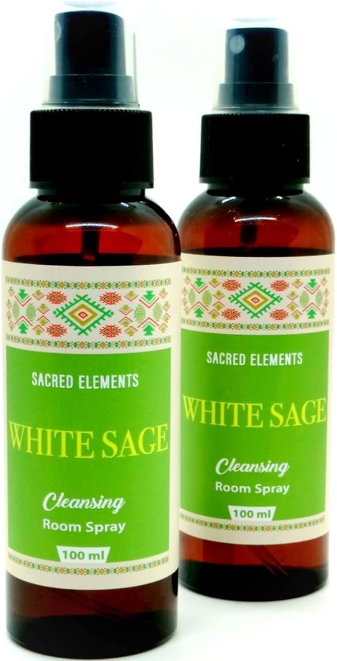 Sacred Elements White Sage Spray for Cleansing Negative Energy – 100% Organic, Crystal Quartz Charged Sage Smudge Spray | Florida Water Spiritual Cleansing (Rituals Spray – Pack of 2, 6.8 Oz)